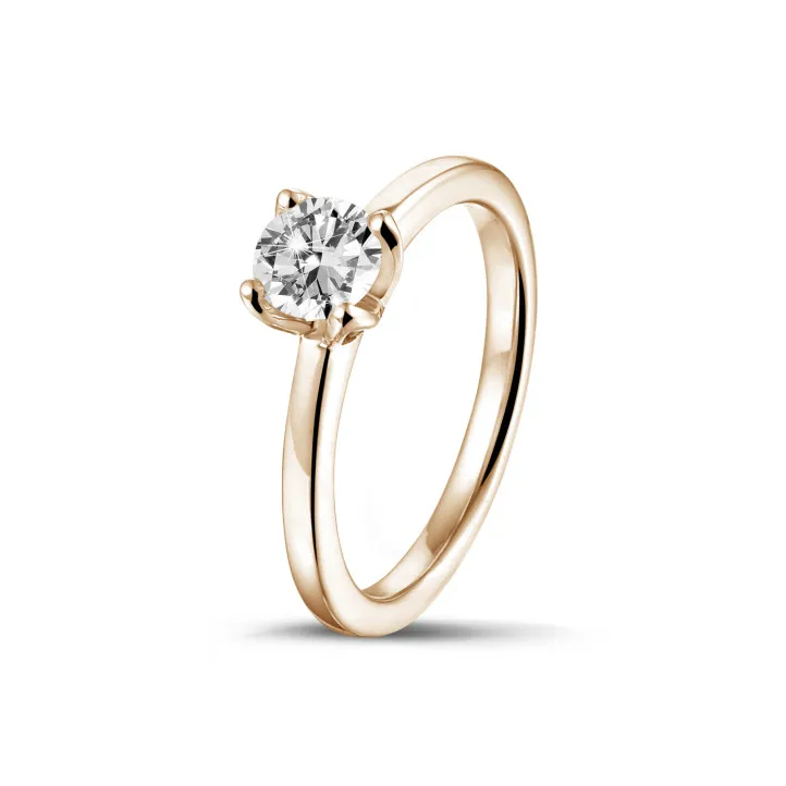 0.90 quilates anillo solitario en oro rojo con diamante redondo 