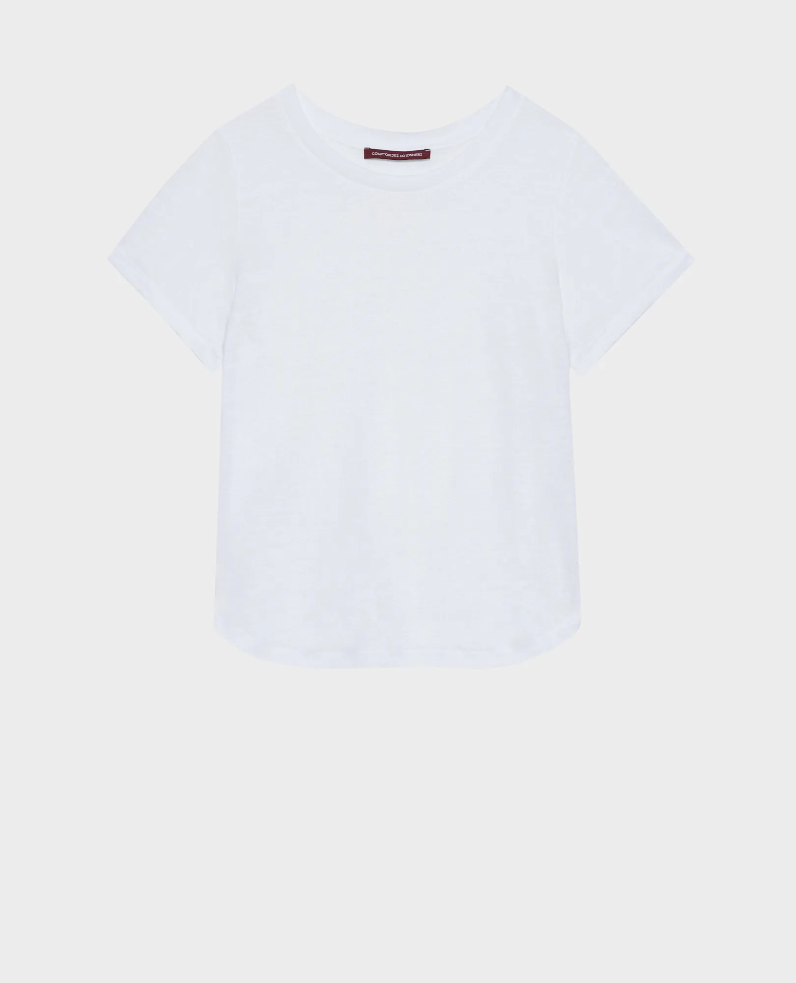 AMANDINE  CAMISETA CON CUELLO REDONDO DE LINO WHITE