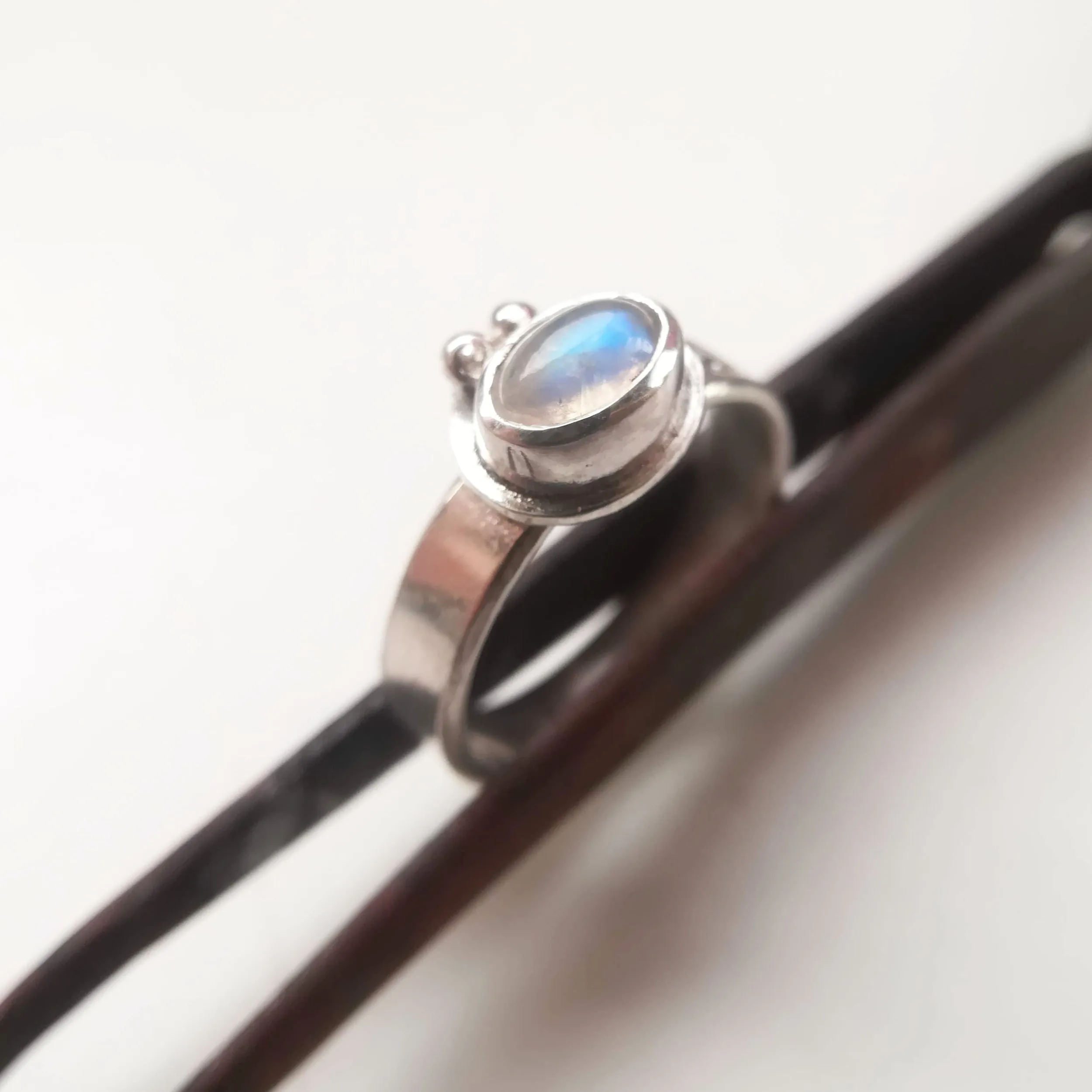 Anillo de Piedra Luna, Circonita y  Plata de Ley | Hecho a Mano Talla 12 (5 3/4 US)