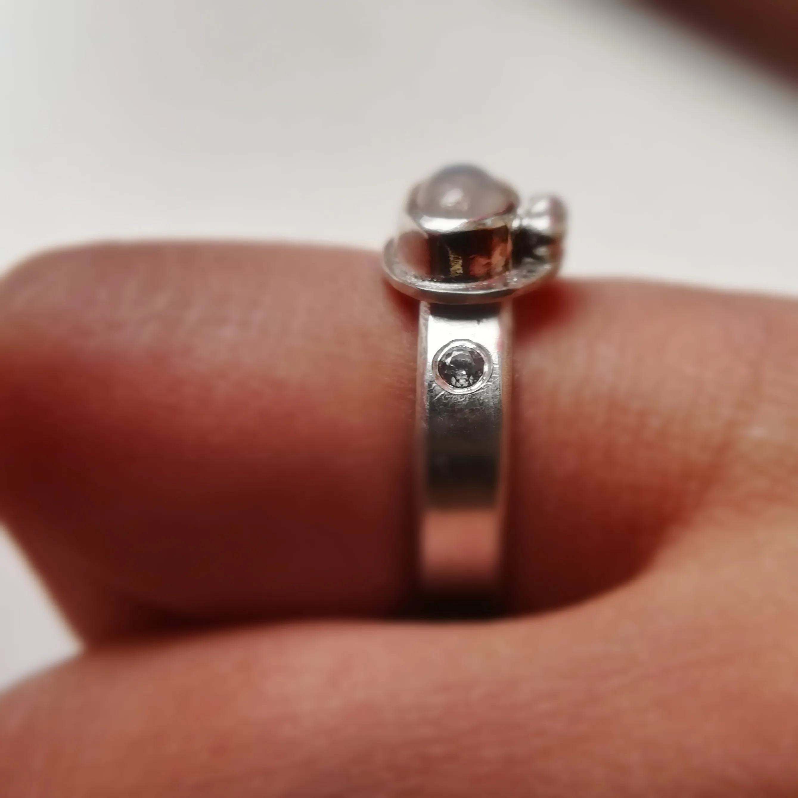 Anillo de Piedra Luna, Circonita y  Plata de Ley | Hecho a Mano Talla 12 (5 3/4 US)