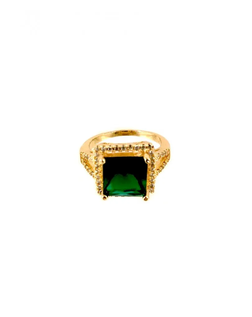 ANILLOS FINOS CON PIEDRAS Y CIRCONITA CHAPADOS EN ORO CON CIRCON ESMERALDA