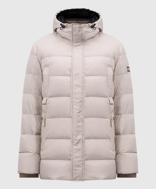 Be Florence Beige down jacket with logo patch
