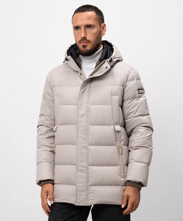 Be Florence Beige down jacket with logo patch
