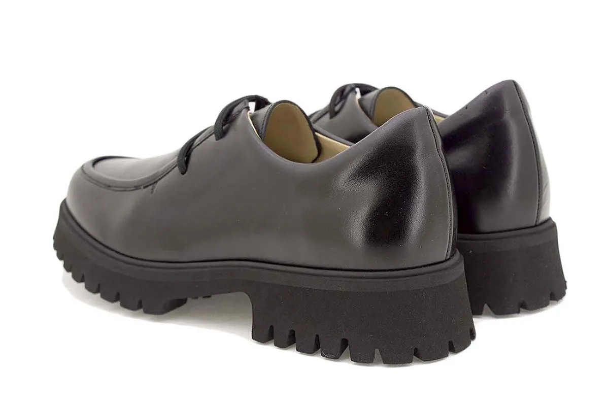 BLACK LEATHER LACEUP SHOE