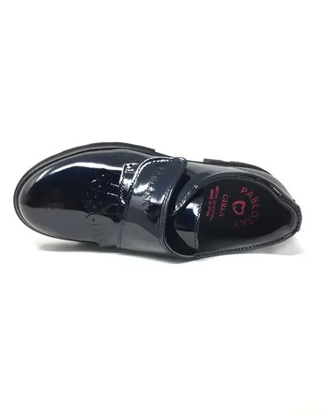 blucher charol azul velcro pablosky