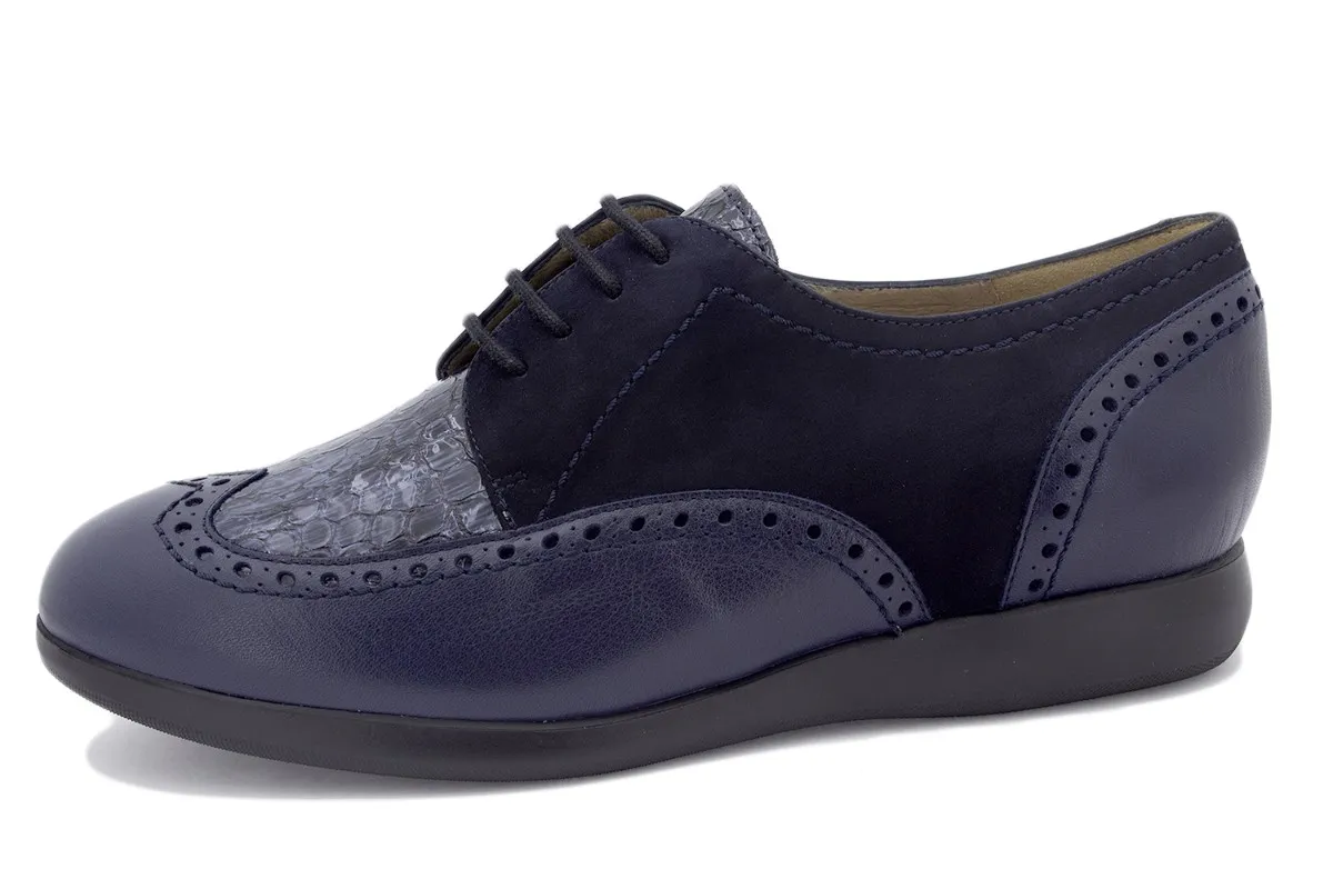 BLUE LEATHER LACEUP SHOE