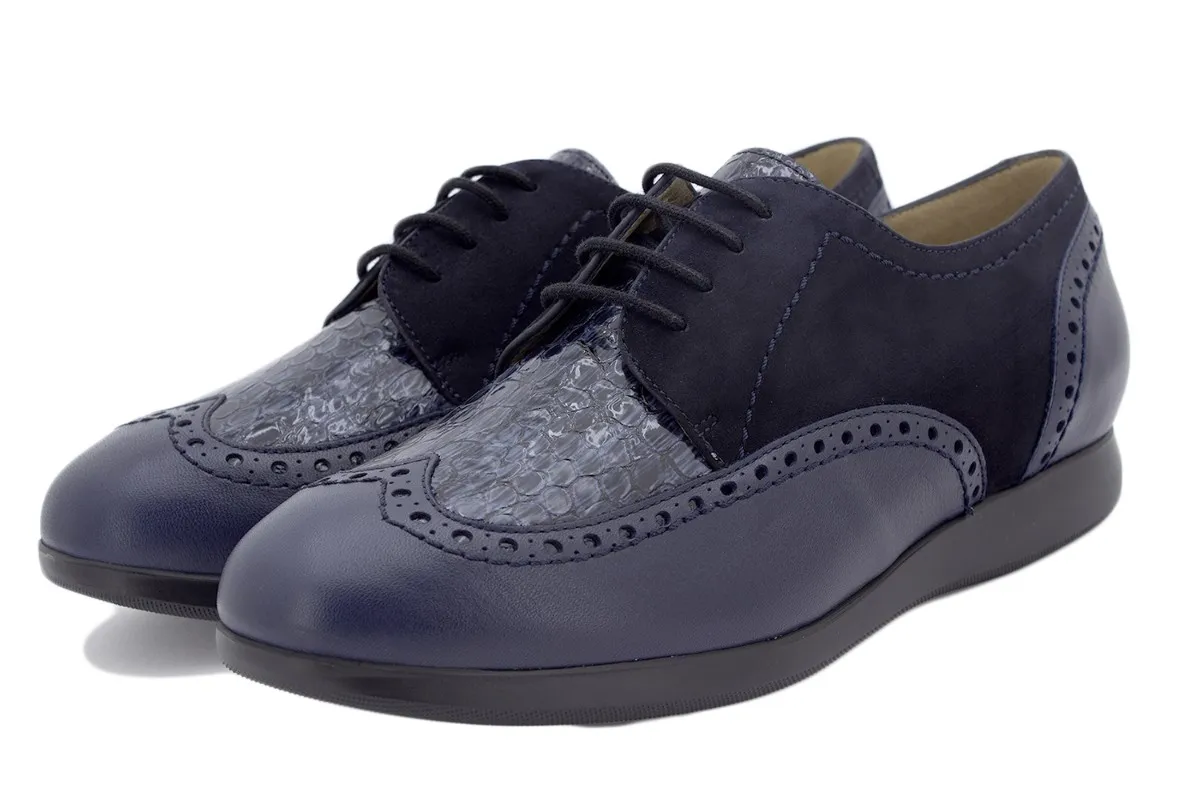 BLUE LEATHER LACEUP SHOE