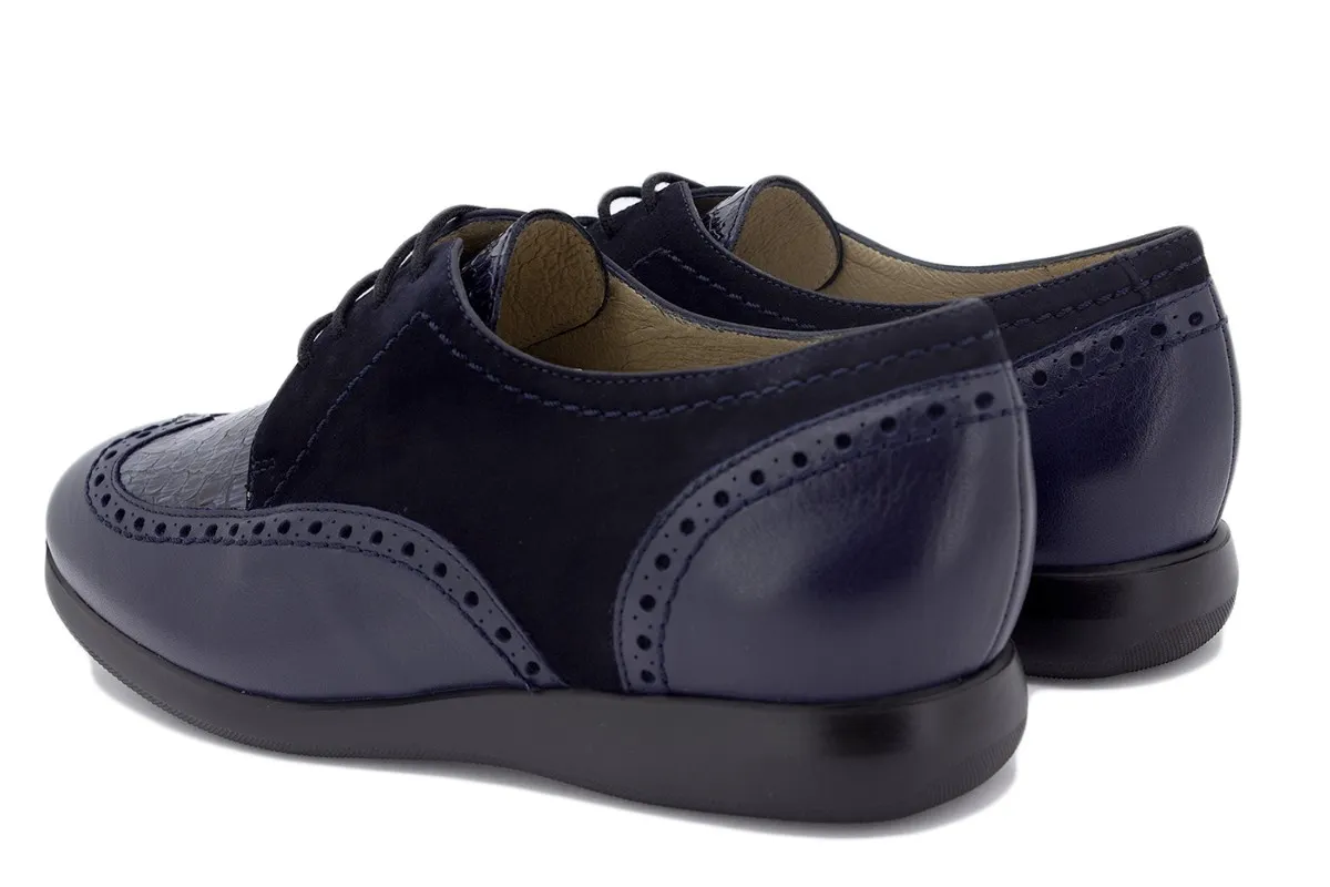 BLUE LEATHER LACEUP SHOE