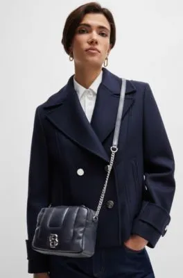 Bolso cruzado guateado con monograma Double B metálico