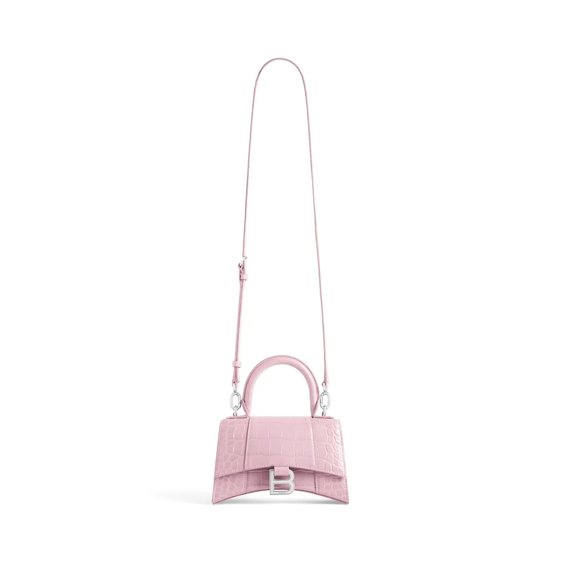 Bolso De Mano Hourglass Xs Con Estampado Cocodrilo para Mujer en Rosa
