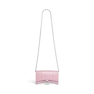Bolso De Mano Hourglass Xs Con Estampado Cocodrilo para Mujer en Rosa