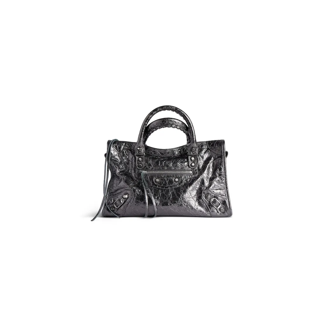 Bolso Le City Pequeño Metalizado para Mujer en Gris Acero