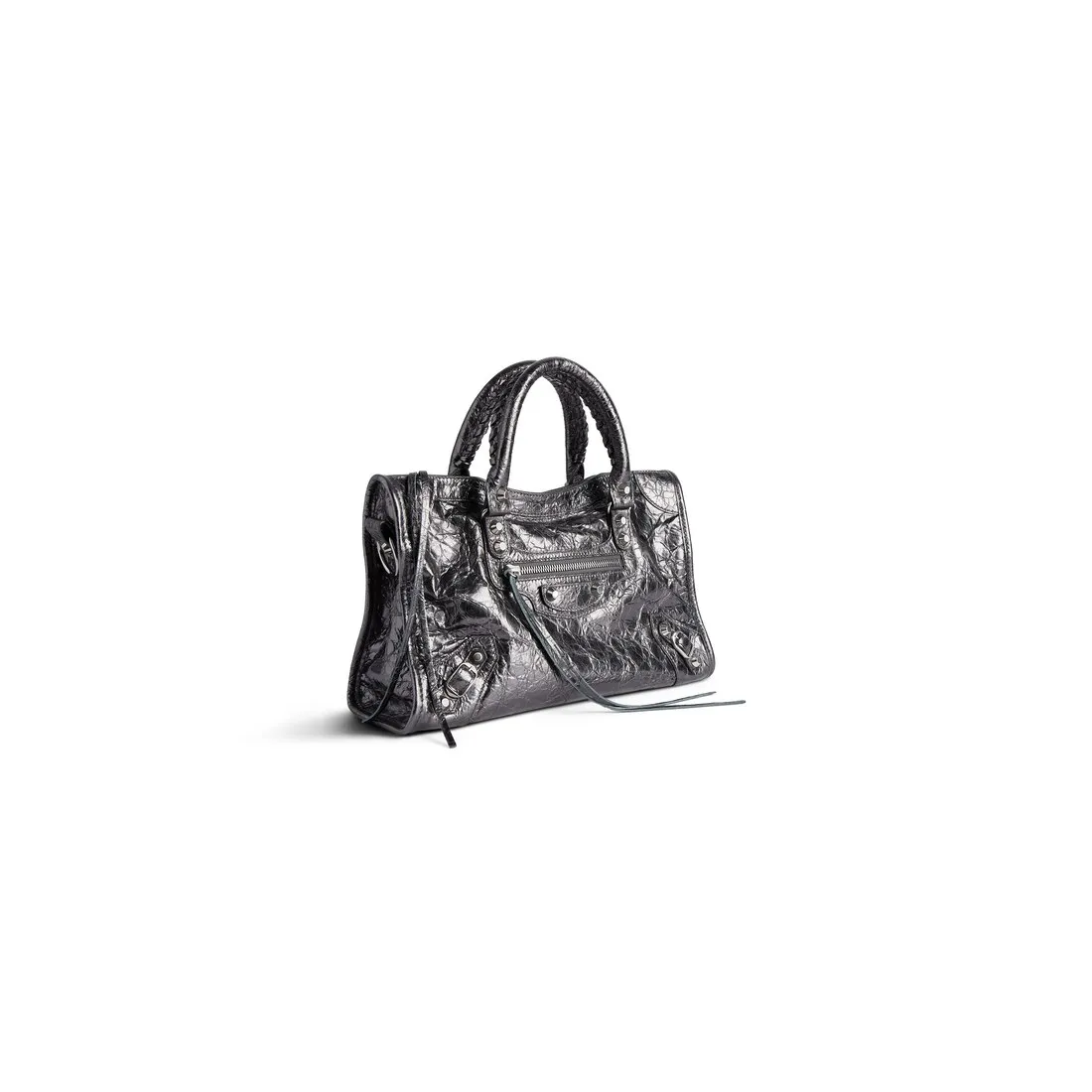 Bolso Le City Pequeño Metalizado para Mujer en Gris Acero