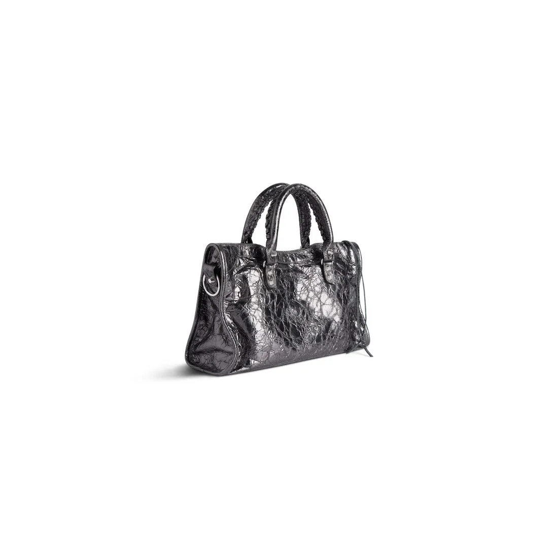 Bolso Le City Pequeño Metalizado para Mujer en Gris Acero