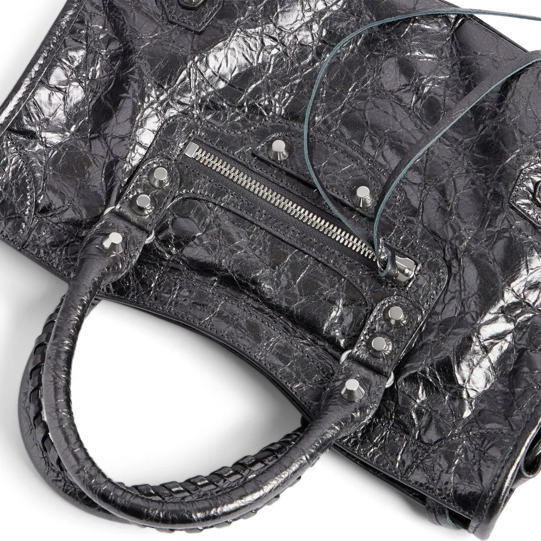 Bolso Le City Pequeño Metalizado para Mujer en Gris Acero