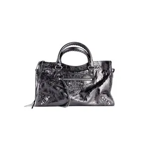 Bolso Le City Pequeño Metalizado para Mujer en Gris Acero