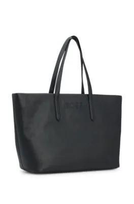 Bolso tote de piel sintética con logo en contorno