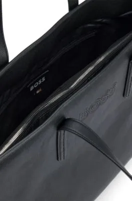 Bolso tote de piel sintética con logo en contorno