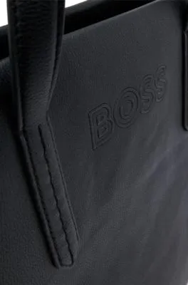 Bolso tote de piel sintética con logo en contorno