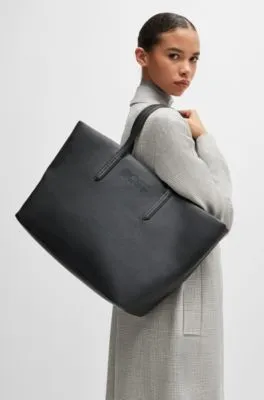 Bolso tote de piel sintética con logo en contorno