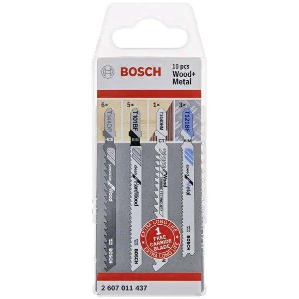 BOSCH  2607011437  JUEGO DE HOJAS DE SIERRA PENDULAR, VARILLA CON UN UMBRAL DE SUJECIóN (T), 92100 MM, MULTIMATERIAL, CORTE M