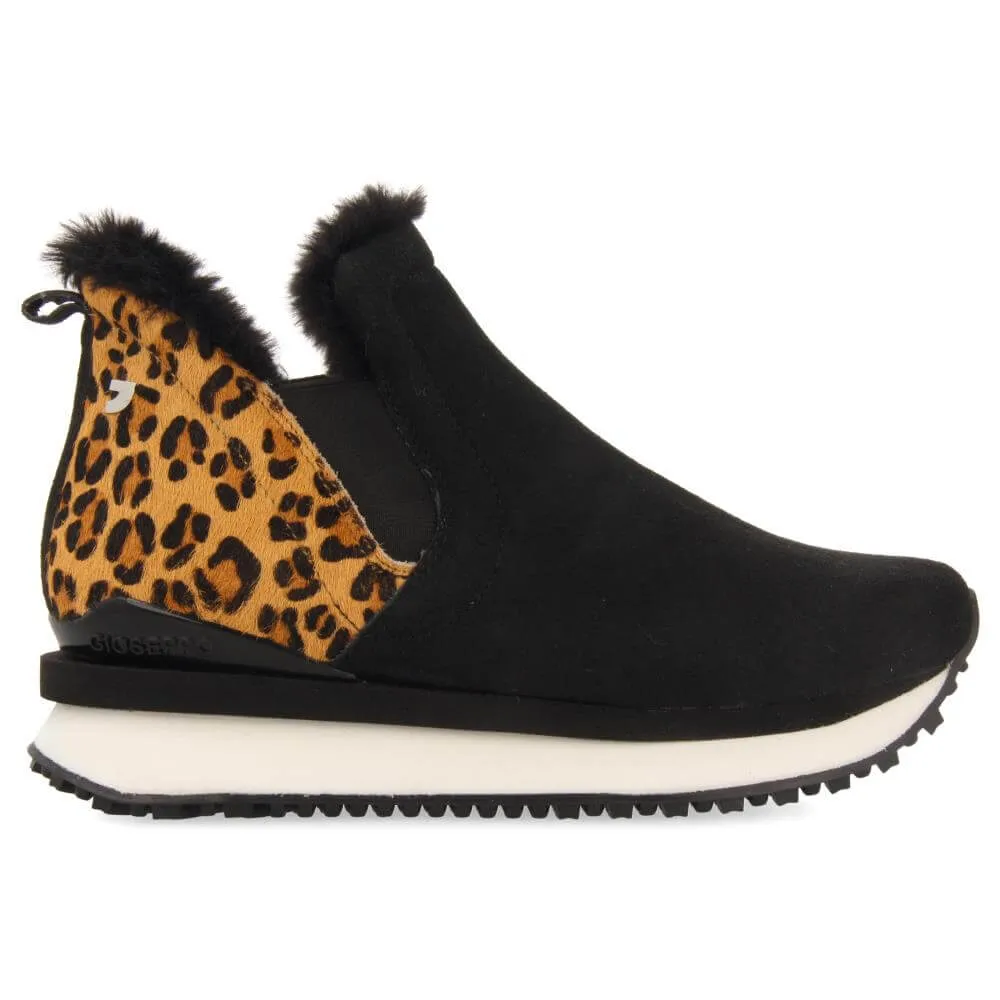 Botines chelsea negros con trasera de leopardo Wahl