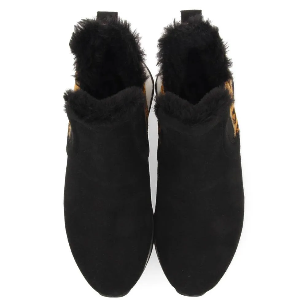 Botines chelsea negros con trasera de leopardo Wahl