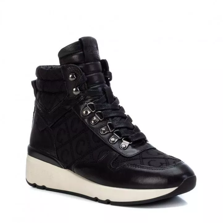 Botines tacón Carmela 068114 combinado con textil y con cuña
