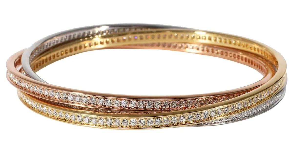 Brazalete Cartier Trinity con diamantes en 18K 3 Tono Dorado 8 por cierto Metálico 
