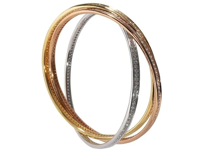 Brazalete Cartier Trinity con diamantes en 18K 3 Tono Dorado 8 por cierto Metálico 