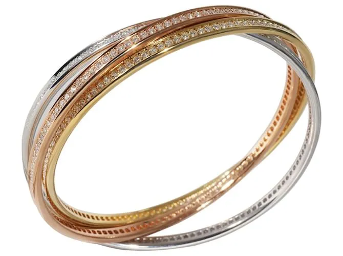 Brazalete Cartier Trinity con diamantes en 18K 3 Tono Dorado 8 por cierto Metálico 