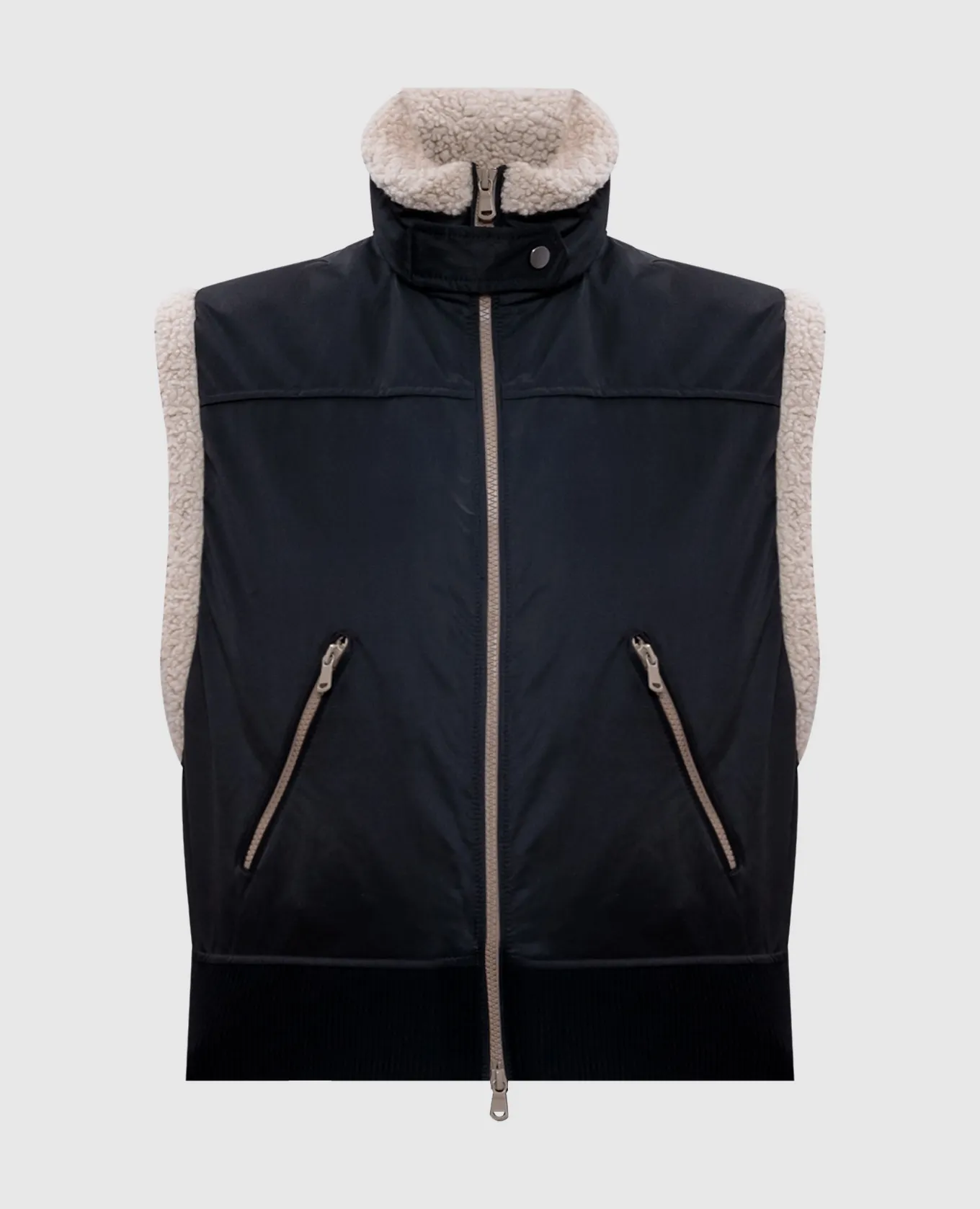 Brunello Cucinelli Black vest with sheepskin