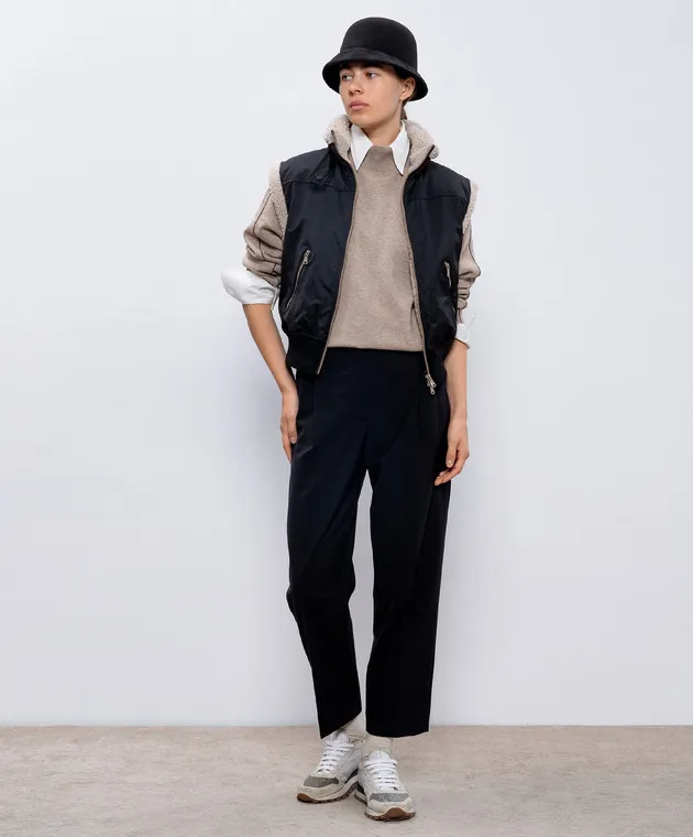 Brunello Cucinelli Black vest with sheepskin