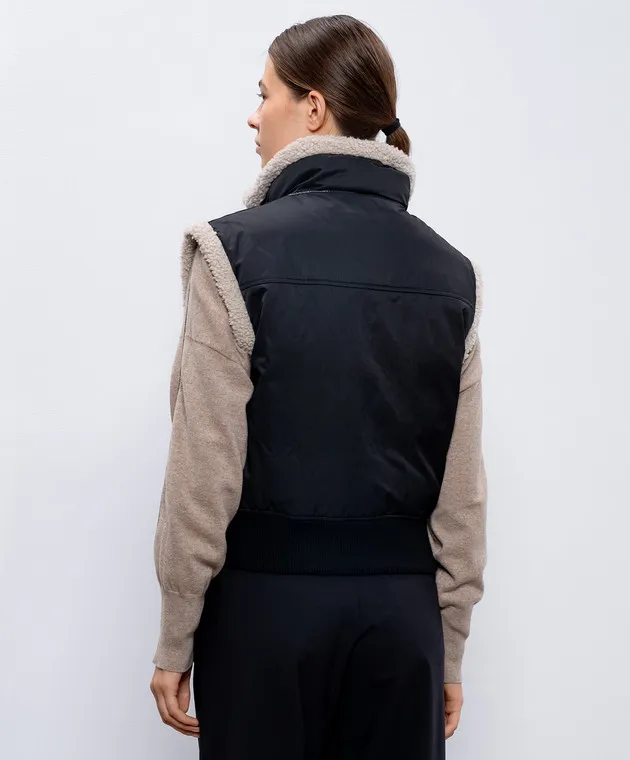 Brunello Cucinelli Black vest with sheepskin