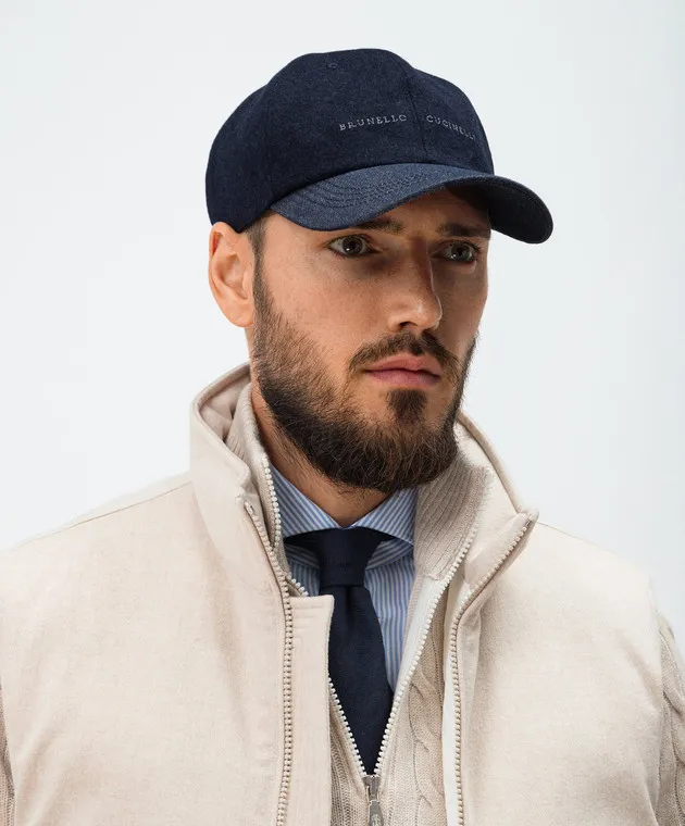 Brunello Cucinelli Blue wool and cashmere cap