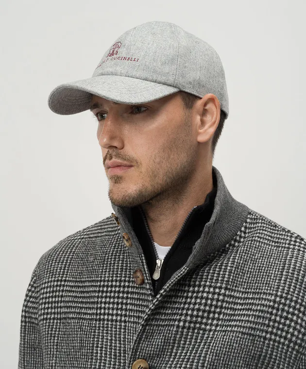 Brunello Cucinelli Gray melange cap made of wool