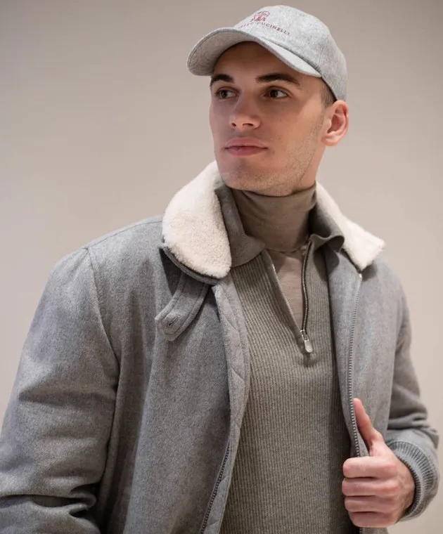 Brunello Cucinelli Gray melange cap made of wool
