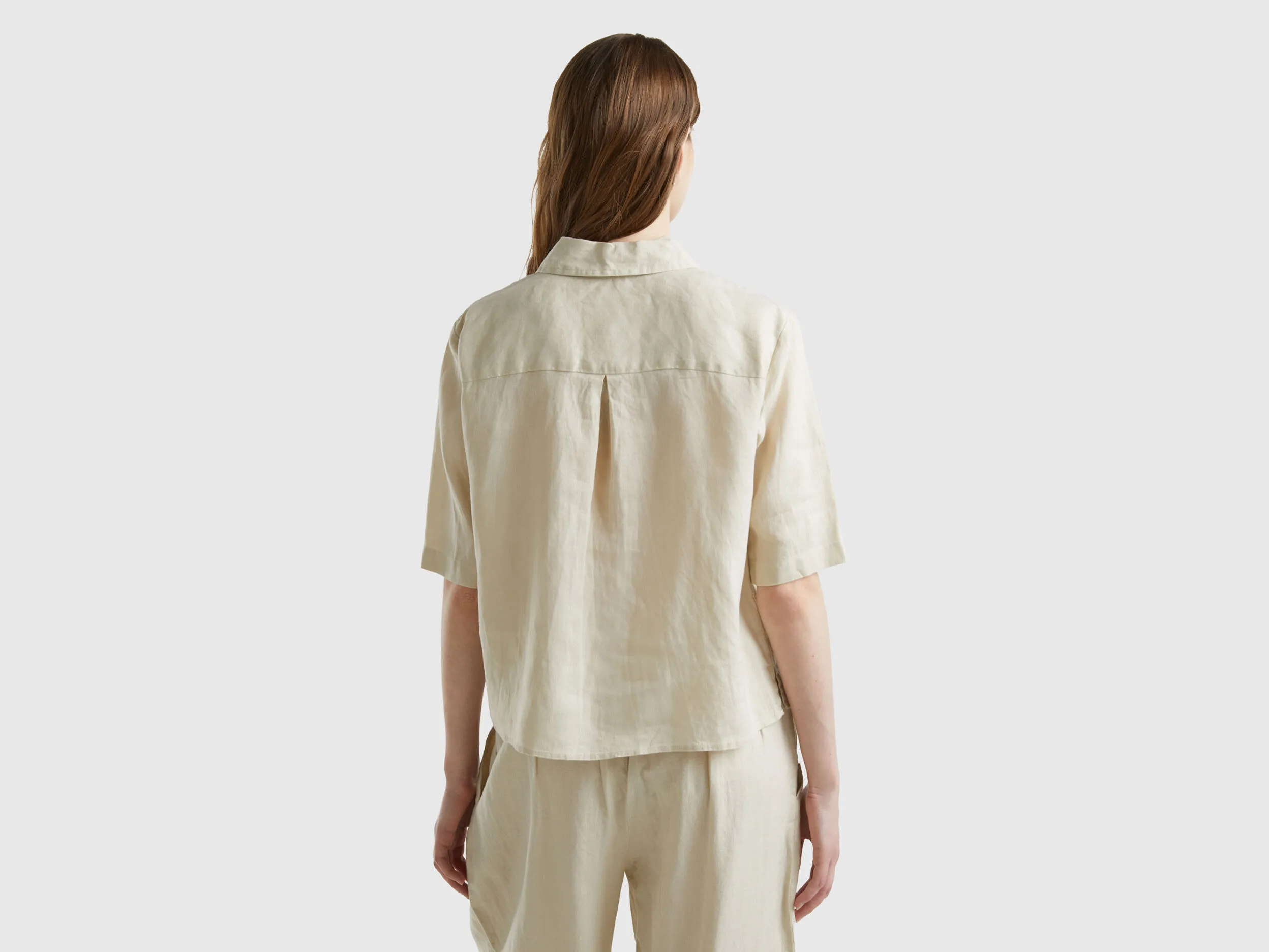 Camisa corta de puro lino