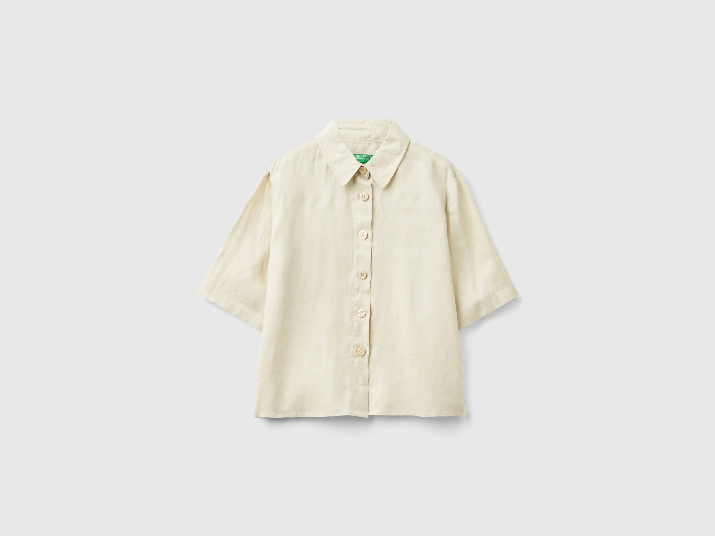 Camisa corta de puro lino