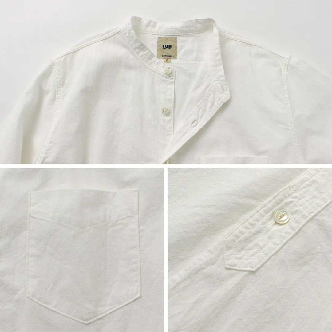 Camisa de cuello de banda de buey de manga larga de manga larga de manga larga de manga larga / f3429