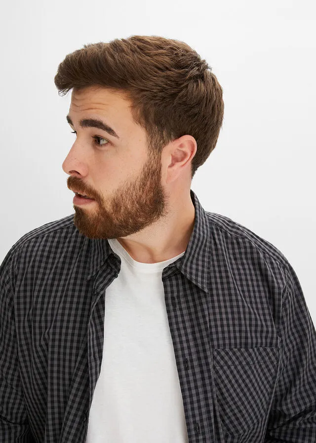 Camisa de manga larga Negro de cuadros