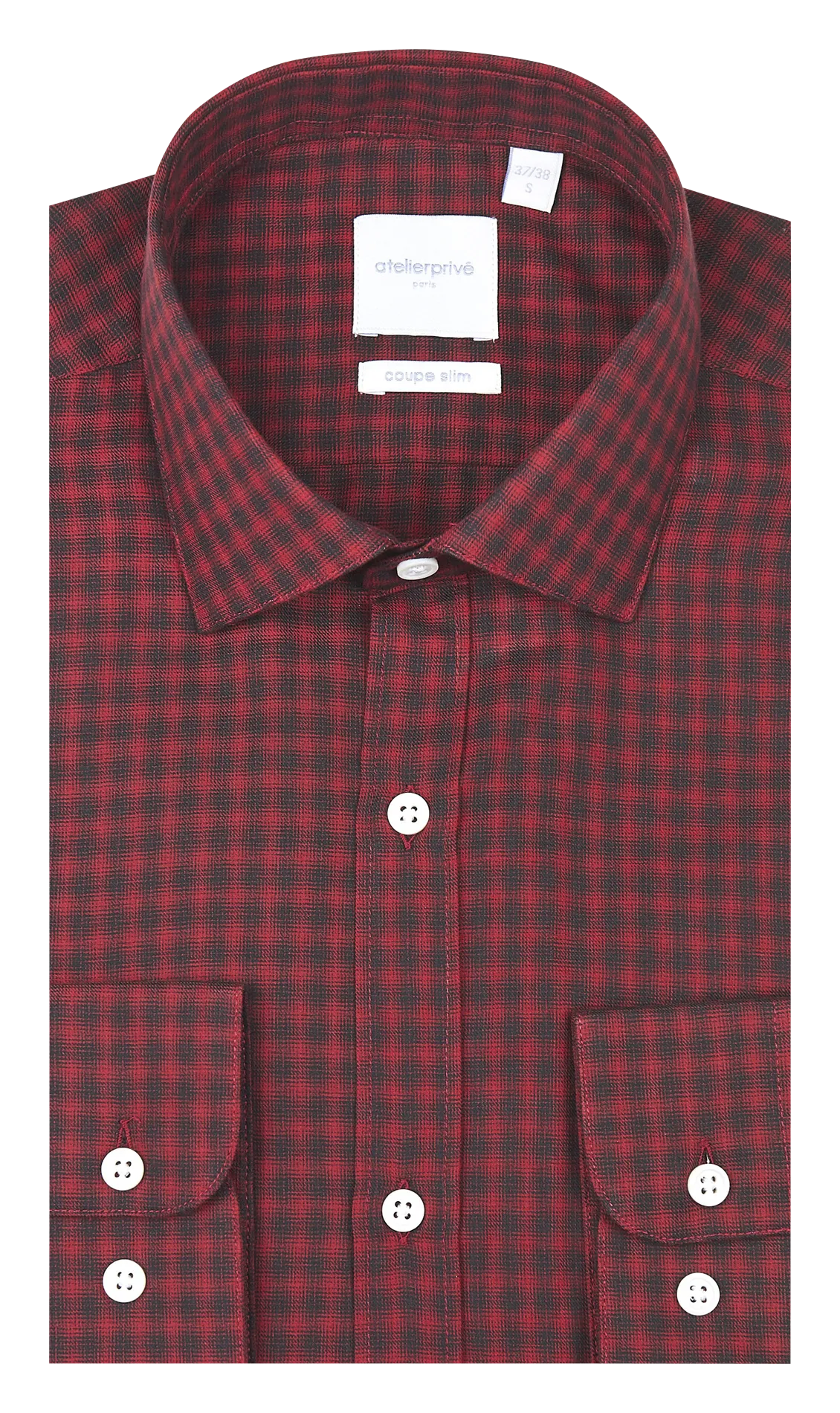 Camisa slim fit de algodón a cuadros con cuello clásico en multicolor