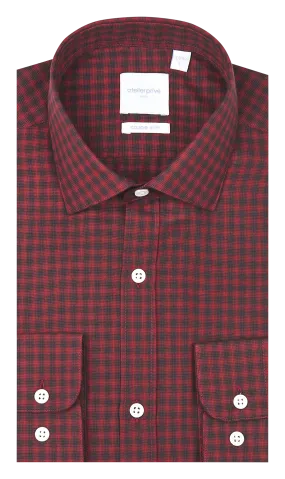 Camisa slim fit de algodón a cuadros con cuello clásico en multicolor