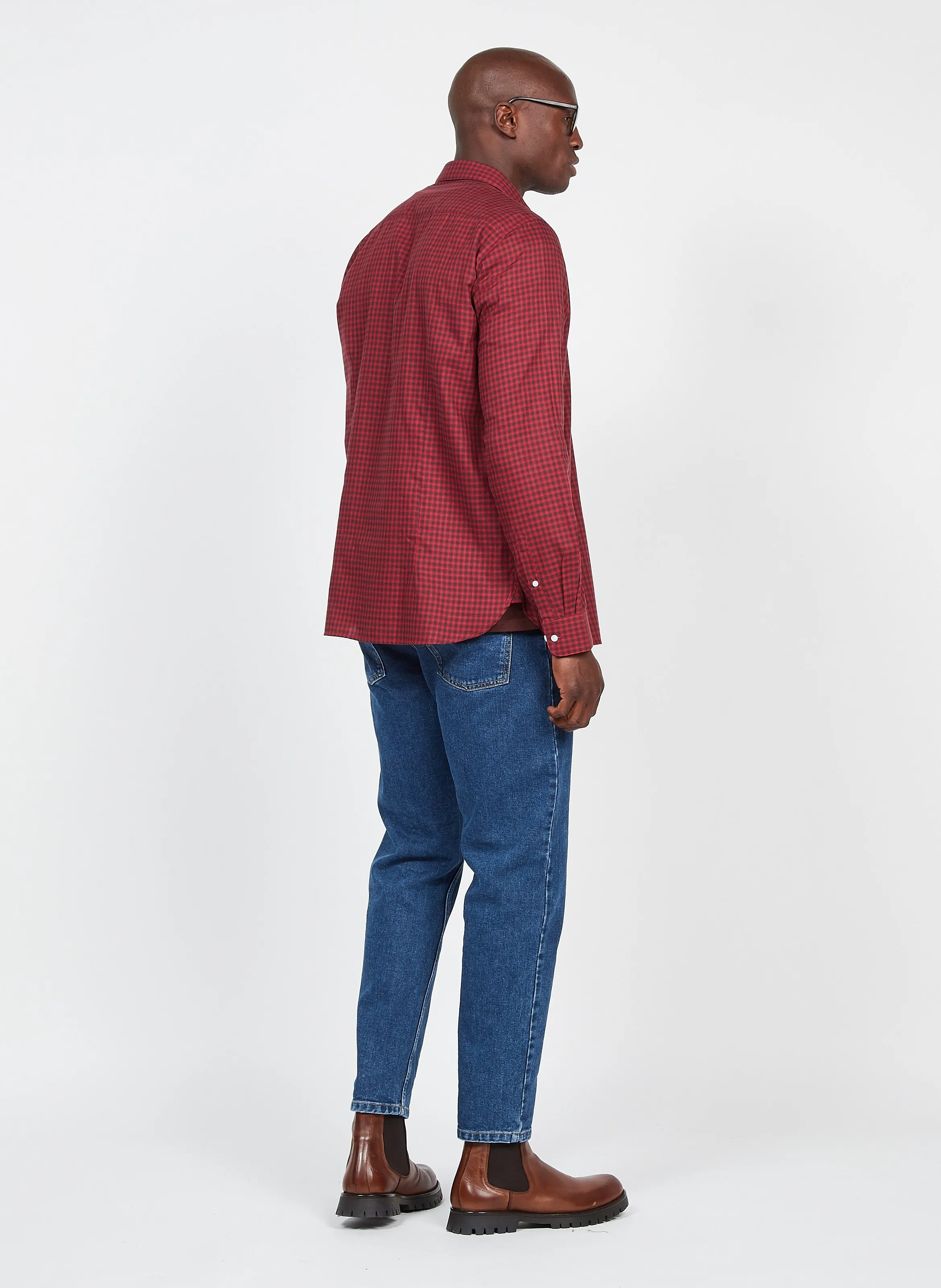Camisa slim fit de algodón a cuadros con cuello clásico en multicolor
