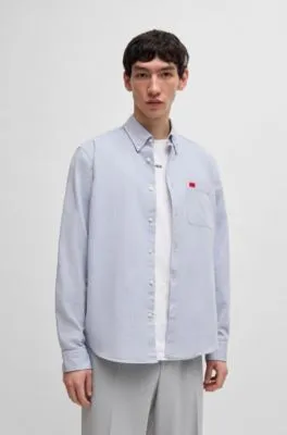 Camisa slim fit en algodón Oxford lavado
