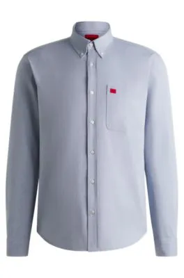 Camisa slim fit en algodón Oxford lavado