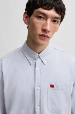 Camisa slim fit en algodón Oxford lavado