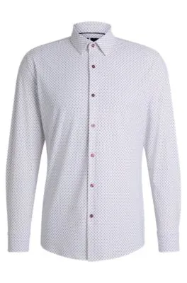 Camisa slim fit en material técnico elástico estampado