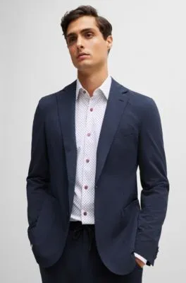 Camisa slim fit en material técnico elástico estampado