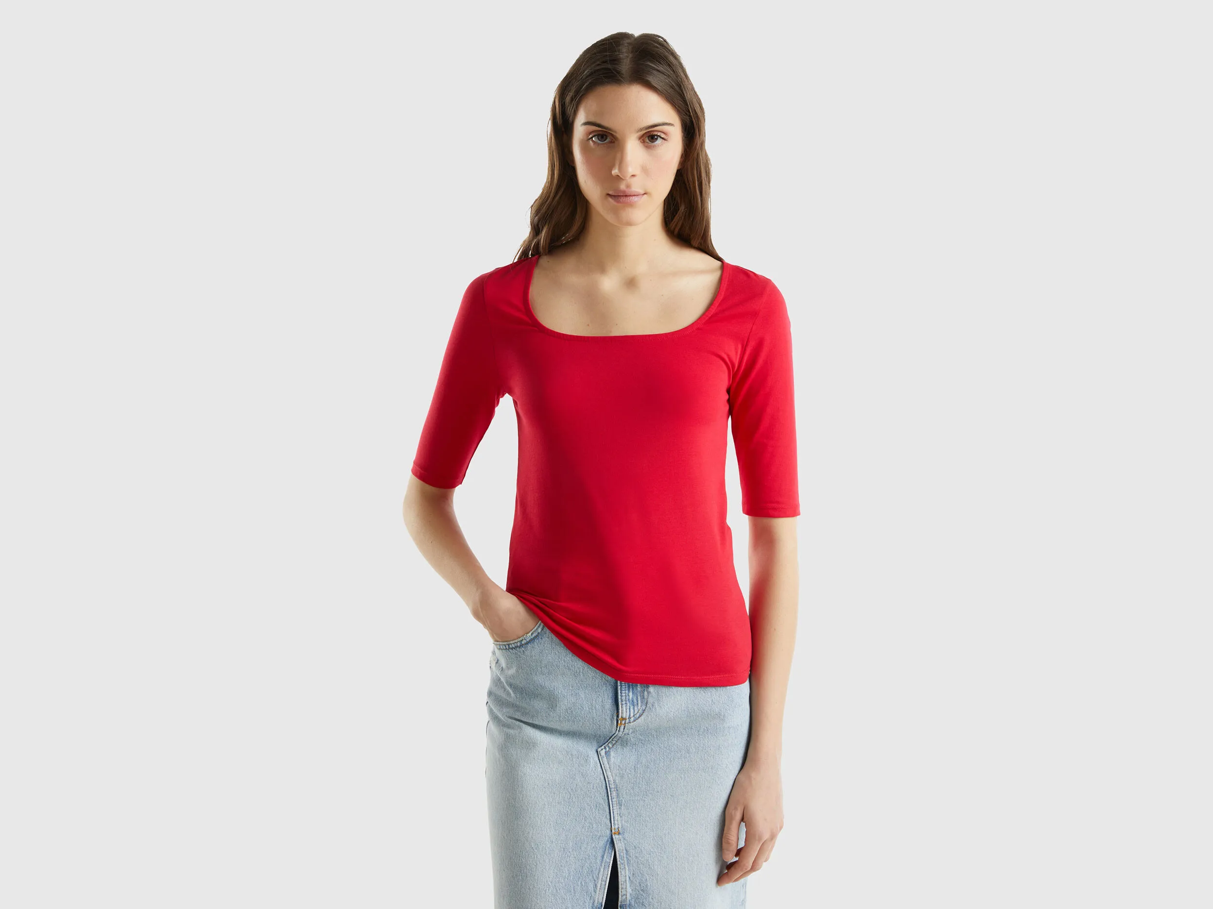 Camiseta ajustada de algodón elástico